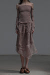 marc le bihan dead wood rose silk skirt 25930 6 layers of yarn